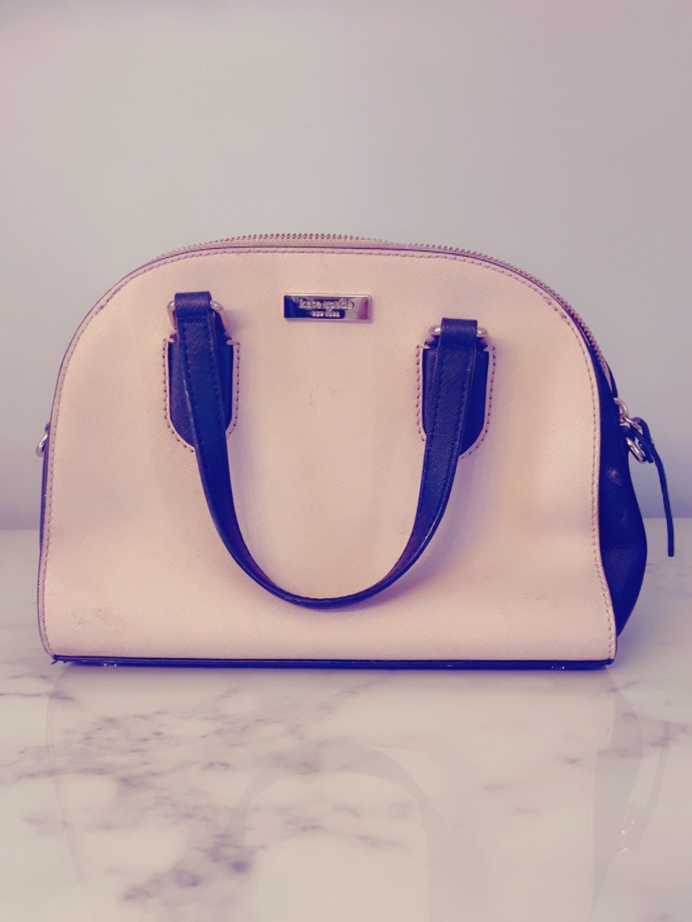 ♠️Kate Spade Cream and Black Dome Satchel with Top Handles - Picture 1 of 1
